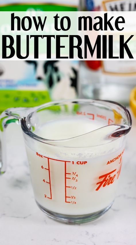 Make Buttermilk, Make Your Own Buttermilk, Buttermilk Substitute, Stay At Home Chef, How To Make Buttermilk, Cooking Substitutions, Buttermilk Recipes, Homemade Buttermilk, Mini Tortillas