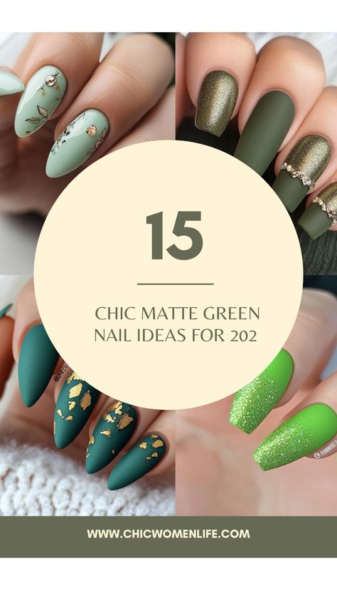 15 Chic Matte Green Nail Ideas for 2024 Green Holiday Nails Short, Green Bridesmaid Nails, Simple Green Nail Designs, Trendy Green Nails, Matte Green Nails, Green Nail Ideas, Dnd Nail Polish, March Nails, Bridesmaids Nails