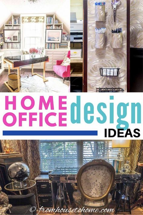 Learn everything you need to know about setting up your home office so you can work from home. From getting the right chair to where to put your desk to home office organization, you'll find out what you need for a productive home office.  #fromhousetohome #decoratingtips #homedecor #office  #homeoffice #falldiyinspiration* Organize Office At Work, Functional Office Space, Diy Home Office Desk, Productive Home Office, Home Office Design Ideas, Work Cubicle, Office Organization At Work, Feminine Home Offices, Office Design Ideas