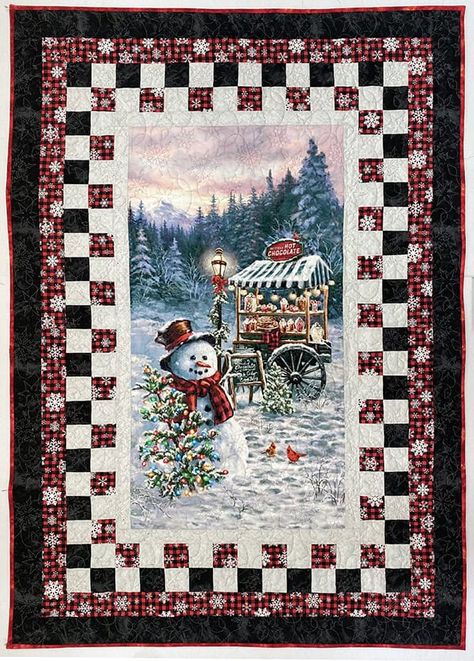 Quilt Panel Border Patterns Free, Quilts With Panels Ideas Layout, Christmas Panel Quilts Ideas Layout, Panel Quilts Ideas Layout Patterns Free, Quilt Panel Border Ideas, Quilts With Borders, Christmas Panels, Sewing Blocks, Panel Quilting