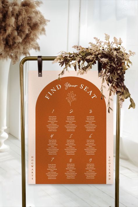 Fall Wedding Seating, Minimalist Seating Chart, Seat Chart, Fall Wedding Photos, Arch Wedding, Chart Template, Seating Chart Wedding, Autumn Wedding, Table Plans