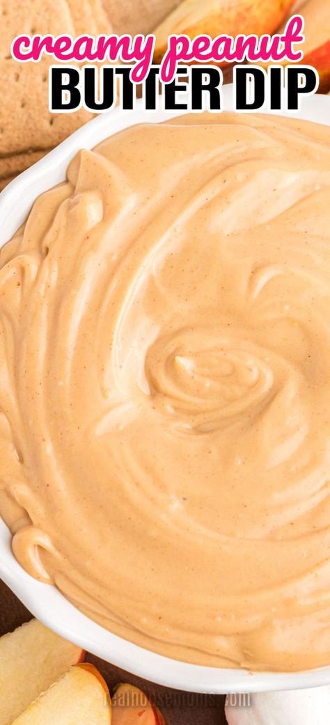 Peanut Butter Dip is the creamy fruit dip you need! Packed with protein this dip is perfect for serving with apple slices or graham crackers! #RealHousemoms #peanutbutter #diprecipe #peanutbutterdip #appledip #afterschool #backtoschool #appetizer #dessert Peanut Butter Ice Cream Topping, Peanut Butter Dipping Sauce, Healthy Peanut Butter Recipes, Apple Dip Recipe, Pumpkin Dip Recipe, Peanut Butter Dip, Fruit Dips Recipes, Appetizer Dessert, Apple And Peanut Butter