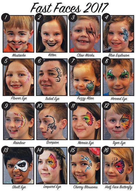 Fun Easy Face Paint Ideas, Easy Face Paint For Beginners, Face Paint Ideas For Beginners, Beginning Face Painting, Face Painting Designs For Beginners, Face Paint Sign Ideas, Cheek Painting Ideas For Kids, Kids Fall Face Painting Ideas, Quick And Easy Face Painting Ideas