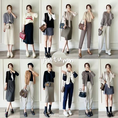 Japanese Working Woman Outfit, Japanese Fall Fashion 2023, Japanese Office Fashion Women, Uniqlo Women Outfit Autumn, Work Outfits Women Asian, Japanese Work Outfit Women, Japan Office Outfit, Japanese Capsule Wardrobe, Japanese Workwear Women