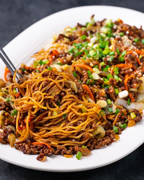 Ground Beef Recipes | Marion's Kitchen Hoisin Beef Noodles, Hoisin Beef, Wok Recipes, Marion's Kitchen, Beef Noodles, Sunday Dinners, Asian Foods, Beef And Noodles, Chinese Dishes