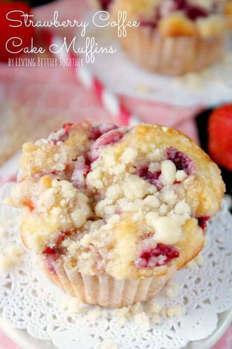 Corny Cornbread, Strawberry Coffee Cake, Coffee Cake Muffin Recipes, Strawberry Coffee, Coffee Cake Muffins, Strawberry Muffins, Cake Muffins, Living Better, Muffin Tin Recipes