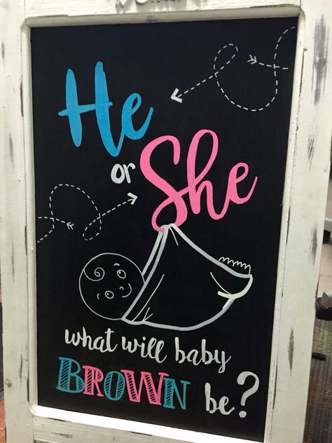 Gender Reveal Chalkboard Ideas, Gender Reveal Chalkboard, Chalkboard Border, Baby Shower Chalkboard, Gender Reveal Signs, Diy Techniques And Supplies, Pregnancy Gender Reveal, Idee Babyshower, Chalk Sign