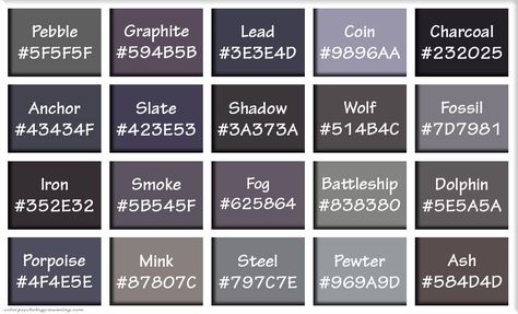 This page lists 50 different popular tints and dark shades of gray, including HEX and RGB color codes and names. Grey Color Names, Gray Hex, Rgb Color Codes, Hex Color, Three Primary Colors, Grey Car, Hex Color Palette, Hex Codes, Color Codes