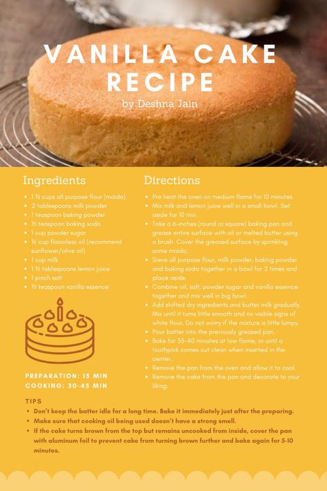 Mheanne's kitchen Eggless Vanilla Sponge Cake, Easy Vanilla Cake Recipe, Birthday Cake Decorating Ideas, Cake Recipes Easy Homemade, Vanilla Sponge Cake, Eggless Recipes, Eggless Baking, Sponge Cake Recipes, Sweet Dishes Recipes