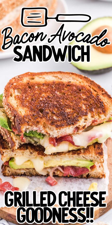 Bacon Avocado Sandwich Avocado Bacon Grilled Cheese, Bacon And Avocado Sandwich, Chicken Bacon Avocado Sandwich, Sandwiches With Avocado, Bacon Avocado Toast, Avocado Sandwich Ideas, Heathly Meal, Bacon Cheese Sandwich, Bacon Avocado Sandwich