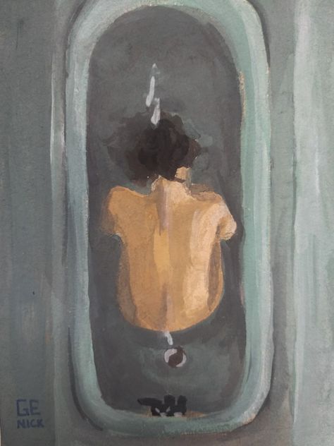 A girl under water Person In Shower Drawing, Person In Bathtub Reference Drawing, Bathtub Drawing Reference, Person In Bathtub Reference, Bathtub Artwork, Tired Painting, Bathtub Drawing, Shower Painting, Bath Painting