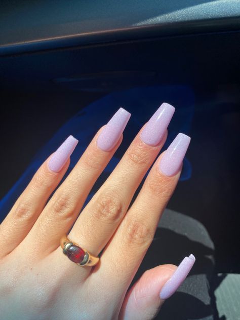 Dipped Nails Coffin Shape, Powder Purple Nails, Light Purple Nails Coffin, Coffin Dip Powder Nails, Sheer Purple Nails, Purple Dip Powder Nails, Coffin Shaped Nails, Purple Gel Nails, Light Purple Nails