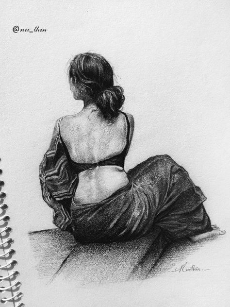 Reference from photo curtesy Learn Sketching, Rough Drawing, Black Sarees, Watercolor Indian, Rough Sketches, Pencil Drawing Images, Abstract Pencil Drawings, Pencil Creative, Pen Art Work