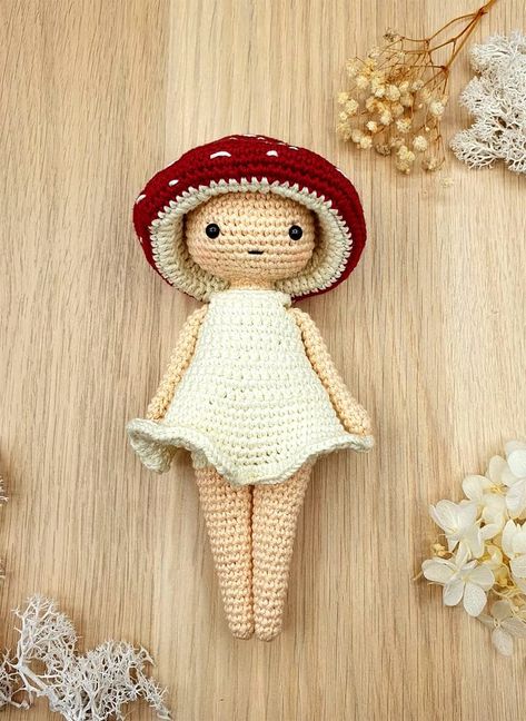 Crochet Mushroom Sprite, Mushroom Sprite Crochet Pattern, Crochet Mushroom Doll Amigurumi Free Pattern, Crochet Sprite Doll, Crochet Sprite Free Pattern, Mushroom Amigurumi Free Pattern, Forest Amigurumi, Crochet Mushroom Pattern Free, Mushroom Sprite