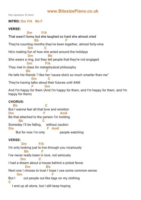 Piano chords and lyrics for People Watching by Conan Gray. Includes piano tutorial - click to access the rest! Conan Gray Piano Notes, Conan Gray Guitar Chords, People Watching Conan Gray, Ukulele Chords Chart, Piano Songs Sheet Music, Easy Piano Songs, Guitar Tabs Songs, Music Chords, Song Sheet