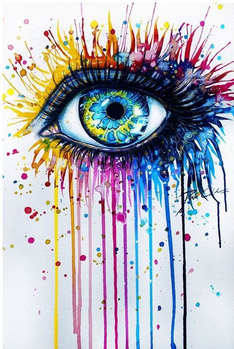 19 Incredibly Beautiful Watercolor Painting Ideas Art Amour, Cat Tattoos, Rainbow Paint, Charcoal Drawings, Paint Nite, Eye Print, Classroom Setup, Flower Doodles, Native Art