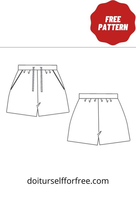 Free Shorts Sewing Pattern Women, Free Sewing Patterns For Women, Activewear Pattern, Shorts Sewing Pattern, Knitted Shorts, Colorful Hairstyles, Shorts Sewing, Home Ware, Printable Sewing Patterns