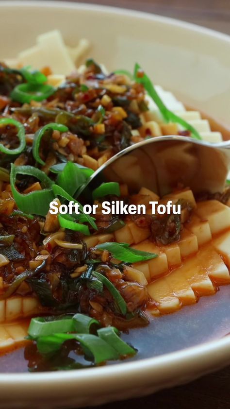 ✨🌶️ Chili Garlic Silken Tofu 🌶️✨ My favorite way to use soft or silken tofu. Serve it cold or give it a quick steam/poach (my preference). Whip up a quick chili garlic sauce and serve it with steamed rice. 🍚 Full recipe linked in my bio. #veganrecipes #whatveganseat #veganfood #tofu #tofurecipes #silkentofu #homemadefood Silk Tofu Recipes, Silk Tofu, Silken Tofu Recipes, Quick Chili, Recipes Tiktok, Silken Tofu, Chili Garlic Sauce, Steamed Rice, Tofu Recipes