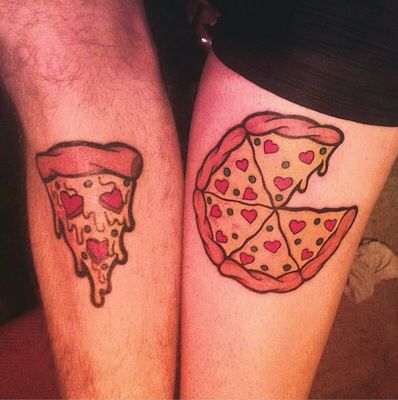 Funny matching tattoo Pizza Tattoo, Partner Tattoos, Couple Tattoos Love, Small Couple Tattoos, Tattoos Infinity, Couple Tattoos Unique, Relationship Tattoos, Couples Tattoo Designs, Tattoos Geometric