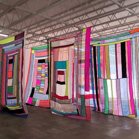 Rachel Hayes's studio. Artforum (@artforum) • Instagram photos and videos Artistic Installation, Tulsa Oklahoma, Big Art, Solo Exhibition, Community Art, Hanging Art, Fabric Art, Exhibition Design, Space Art