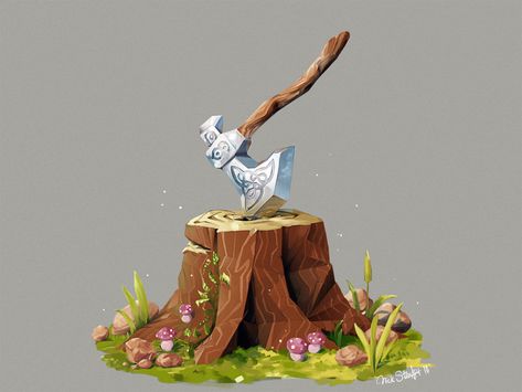 Tree Stump Illustration, Stump Drawing, Portfolio Project, Capstone Project, Animation Sketches, Environment Art, 3d Object, School Art Projects, Tree Stump