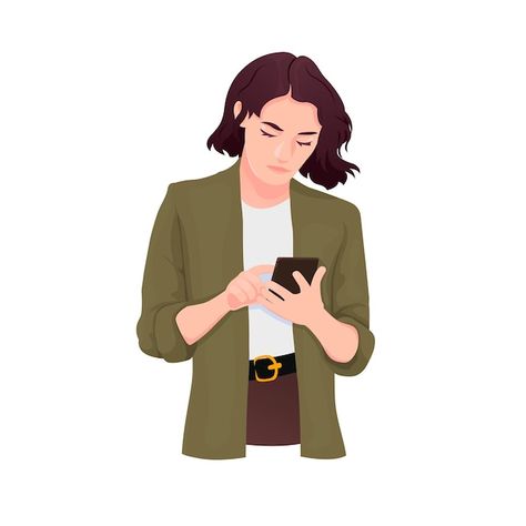 Vector beautiful young girl enthusiastic... | Premium Vector #Freepik #vector #mobile-cartoon #phone-illustration #people-phone #use Phone Illustration, Mobile Cartoon, Illustration People, Women Talk, On The Phone, Cute Simple Wallpapers, Natural Lip Balm, Animation Reference, Natural Lip