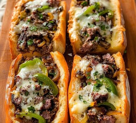 Philly Cheesesteak Cheesy Bread: A Pennsylvania Classic with a Cheesy Twist - NewsBreak Scallop Recipes Baked, Pink Lemonade Recipes, London Broil Recipes, Philly Cheese Steak Recipe, Baked Scallops, Cheesesteak Recipe, White Sauce Recipes, Cheese Steak Sandwich, Baked Ribs