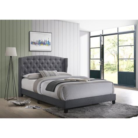 Canora Grey Escondido Upholstered Platform Bed & Reviews | Wayfair Grey Platform Bed, Upholstered Bedroom Set, Modern Upholstered Beds, Apartment Things, Tufted Platform Bed, Storage Platform Bed, Bed Platform, Full Platform Bed, Queen Upholstered Bed