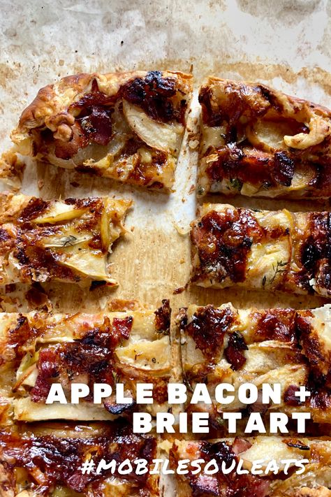 Apple Bacon Brie, Brie And Apple Tart, Apple Bacon Jam Pop Tart, Apple Brie Tart, Apple Cheese Appetizer, Brie And Apple Crinkle Tart, Brie And Apple Appetizer, Apple Party Food, Fall Dinner Party Appetizers