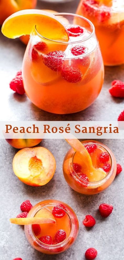 This Peach Rosé Sangria is an easy to make summer cocktail that’s perfect for a party or sipping on the patio on a hot day! #sangria #peach #rosé #wine #cocktail #summercocktail #drink Fireball Sangria, Rosé Sangria, Rose Sangria, Rosé Wine, Sangria Recipe, Boozy Drinks, Summer Cocktail Recipes, Mixed Drinks Recipes, Sangria Recipes