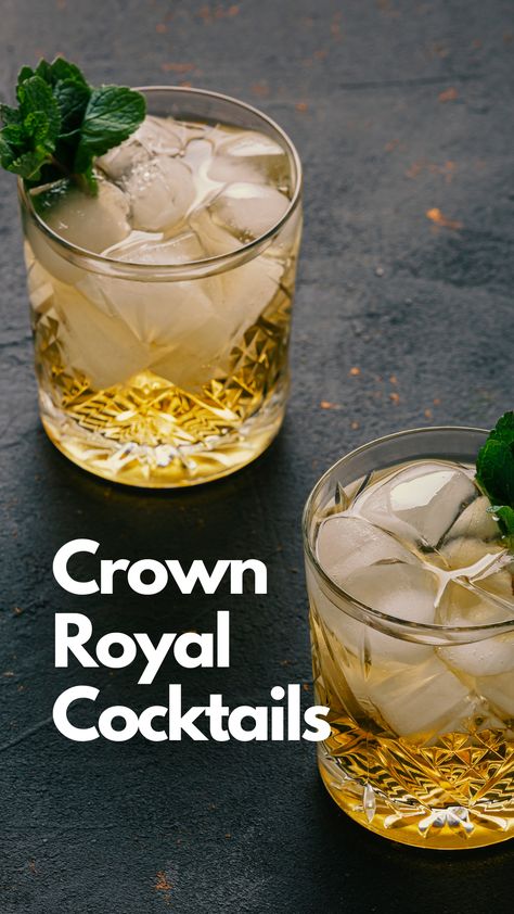 Crown Royal Cocktails Crown Royal Drinks Recipes Easy, Crown Cocktails Recipe, Crown Whiskey Drinks, Crown Recipes Drinks, Crown Vanilla Drinks Recipes, Drinks With Crown Royal, Salted Caramel Crown Royal Drinks, Royal Cocktails, Crown Vanilla