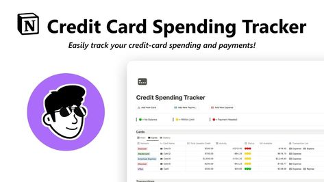 Credit Card Spending Tracker - NotionPlates Finance Template, Credit Card Tracker, Tracking Expenses, Free Credit Card, Spending Tracker, Notion Templates, Notion Template, Discover Card, Create A Budget