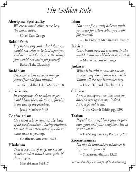 Ethics 101 - The Golden Rule - variations on the same theme from many different religious faiths and philosophies. Do unto others as you would have them do unto you. There really is no better basic description of how we should conduct ourselves than to show people this basic amount of respect. Unitarian Universalist, The Golden Rule, Bahai Faith, Do Unto Others, Golden Rules, World Religions, Golden Rule, Lord Shiva, Shiva