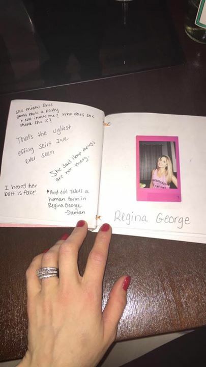 Inside A Burn Book, Burn Book Ideas Pages Inside, Burn Book Inside, Rom Coms Movies, Burn Book Ideas, Mean Girl Aesthetic, Mean Girls Birthday Party, Book Scrapbook Ideas, Galentines Girls Night