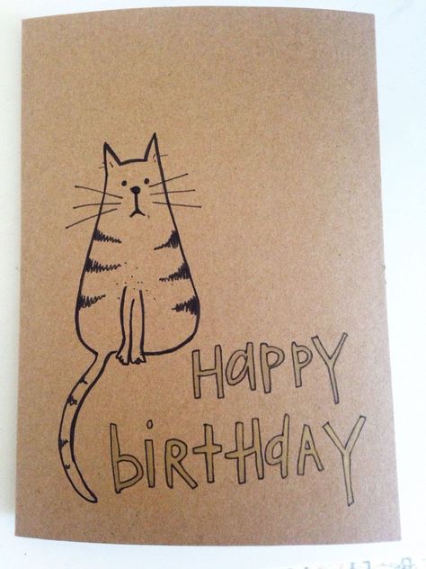 A personal favourite from my Etsy shop https://www.etsy.com/uk/listing/291456061/hand-drawn-tabby-cat-birthday-card Card Diy Ideas, Doodles Cat, Ideas Easy Drawing, Birthday Doodles, Doodle Cards, Happy Birthday Doodles, Doodles Funny, Happy Birthday Calligraphy, Fancy Lettering