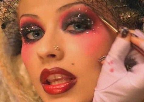 christina Classy Piercings, Christina Aguilera Lady Marmalade, Cabaret Makeup, Burlesque Makeup, Moulin Rouge Costumes, Rouge Makeup, Daith Piercings, Poker Face, Daith Piercing