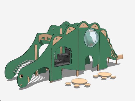 Playground Model, Dinosaur Playground, Playground Plan Architecture, Playground Slides, Playground Slide Design, Slide Illustration Playground, Playground Slide, Sketchup Model, Kids Play Area