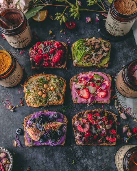 RAINBOW TOAST - Magic Spreads Rainbow Toast, Guacamole Ingredients, Golden Milk, Raspberry Jam, Ultimate Comfort Food, Afternoon Snacks, Beautiful Food, Pretty Food, Cafe Decor