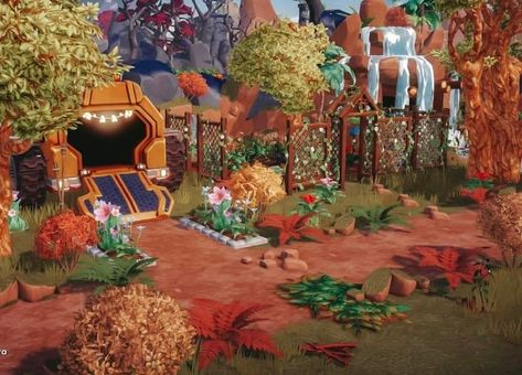 Dreamlight Valley Pumpkin House, Mickeys House Dreamlight Valley, Wall E House Dreamlight Valley, Ddv Vanellope House, Dreamlight Valley Wall-e House, Ddv Inspiration, Disney Dreamvalley, Dreamland Ideas, Disney House Ideas