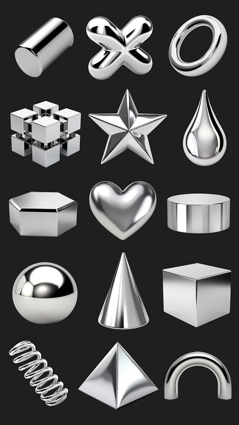 3D metallic chrome shape element set remix | premium image by rawpixel.com / Hein Hologram Wallpaper, 3d Chrome, Flash Sheets, Create Font, Metallic Background, Holographic Background, 3d Holographic, 3d Elements, Tattoo Flash Sheet