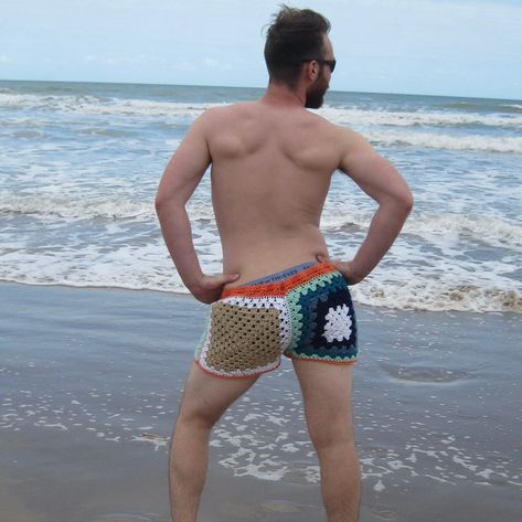 The Brandon- Men's Shorts Crochet Granny Style Adjustable Crochet Mens Shorts, Crochet Mens, Granny Style, Crochet Men, Shorts Crochet, Wallpaper Girly, Crochet Gift, Crochet Shorts, Mens Swim Shorts