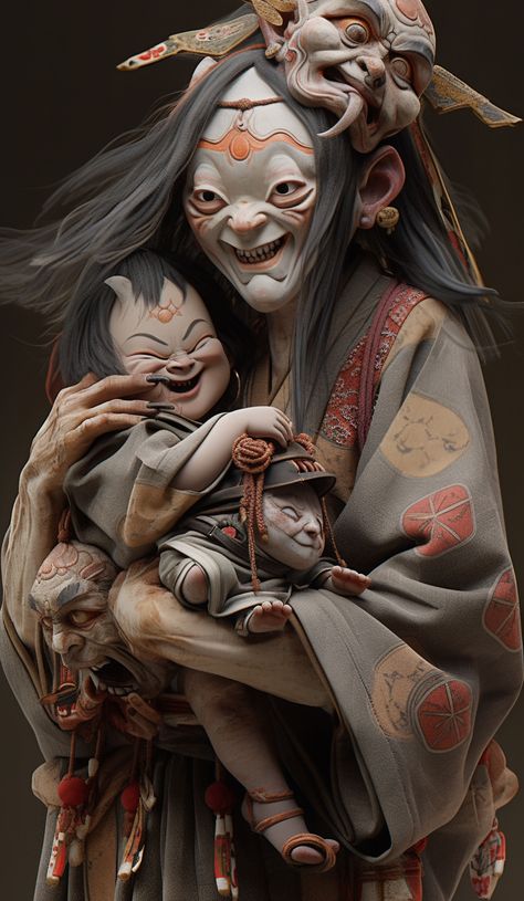 Japanese Concept Art, Evil Samurai, Futakuchi Onna, Yokai Art, Art Guy, Japanese Yokai, Japan Tattoo Design, Samurai Artwork, Geisha Art