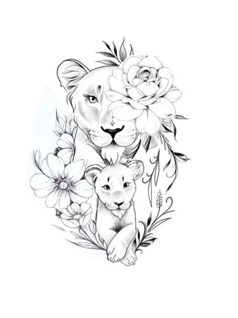 Lioness Tattoo Design, Butterfly With Flowers Tattoo, Baby Tattoo Designs, Lioness Tattoo, Family Tattoo Designs, Flower Tattoo Drawings, Tiger Tattoo Design, Mom Tattoo Designs, Tattoos With Kids Names