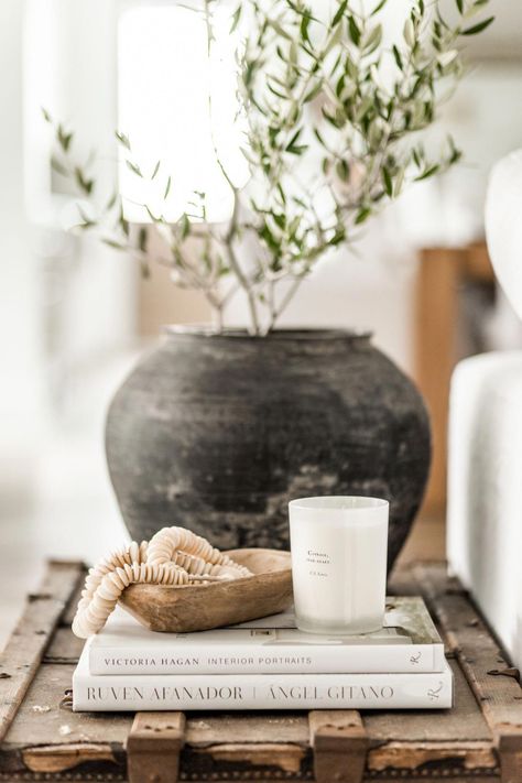 Rustic Farmhouse Living Room, Natural Branches, Apartment Decoration, Casa Country, Beautiful Houses Interior, Coffee Table Styling, Decor Pillows, Living Room Side Table, Design Photo