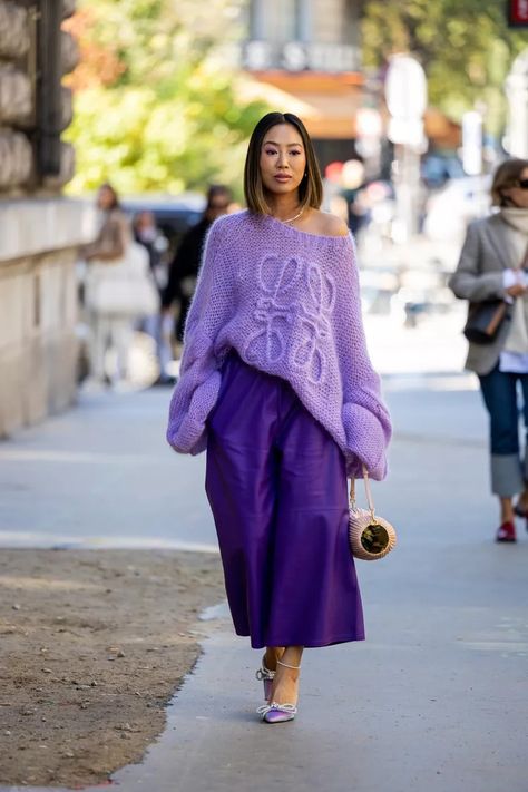 11 Baggy Outfit Ideas Aimee Song Style, Degree Outfit, Baggy Outfit Ideas, Monochromatic Outfit, Monochrome Outfit, Purple Outfits, Oversized Style, Purple Fashion, Seasonal Fashion