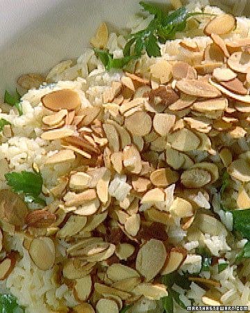 Rice With Almonds, Crunchy Salmon, Almond Rice Pilaf, Almond Rice, Almonds Recipe, Rice Pilaf Recipe, Pilaf Recipe, Flaked Salmon, Martha Stewart Recipes