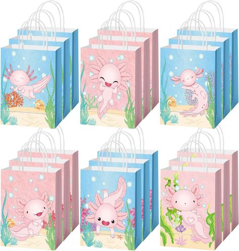 Amazon.com: Sumind 18 Pcs Axolotl Party Favor Bags Axolotl Gift Bags Amphibian Themed Waterproof Goodie Bags with Handles for Baby Girl Birthday Baby Shower Party Decorations, 6 Styles : Health & Household Axolotl Theme Birthday, Axolotl Birthday Party Ideas, Axolotl Birthday Party, Axolotl Party, Ideas Cumpleaños, Fav Products, Birthday Bag, Super Nails, Childrens Birthday Party