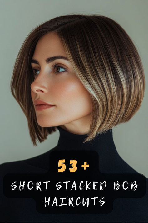 Exude elegance with 53 short stacked bob haircuts that offer sophistication. Featuring polished finishes, graceful lines, and refined aesthetics, these bobs elevate your style. Discover how to embrace elegance with your haircut. Click to explore these sophisticated styles! 💇‍♀️✨ #ElegantStackedBob #SophisticatedHair #PolishedFinishes #GracefulLines #RefinedAesthetics Chopped Bob Haircut, Mini Bob Haircut, Short Angled Bob Haircut, Stacked Bob With Layers, Wedge Bob Haircuts, Short Stacked Bob, Stacked Bob Haircuts, Short Stacked Bob Hairstyles, Short Angled Bobs