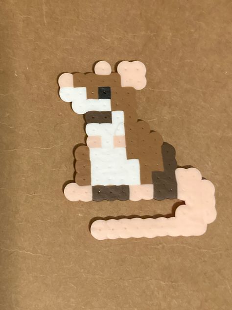 Perler Bead Rats, Hama Beads Cute Animals, Diy Perler Bead Crafts Cute, Brown Perler Bead Patterns, Things To Make Out Of Fuse Beads, Perler Beads Pixel Art, Perler Beads Ideas Cute Animals, Perler Beads Ideas Mini, Rat Bead Pattern