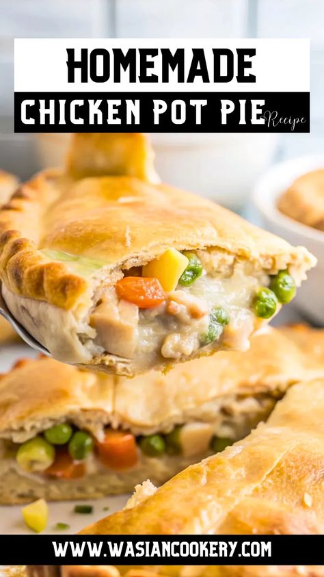 Easy Chicken Pot Pie Recipe - Wasian Cookery Easy Homemade Chicken Pot Pie, Homemade Chicken Pot Pie Recipe, Homemade Pot Pie, Individual Chicken Pot Pies, Easy Chicken Pot Pie Recipe, Diner Food, Homemade Chicken Pot Pie, Chicken Pot Pie Recipe, Poultry Dishes